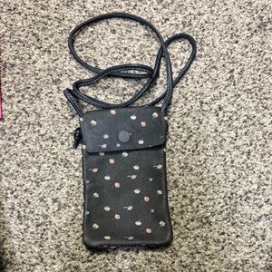 Black Floral Crossbody Phone Bag